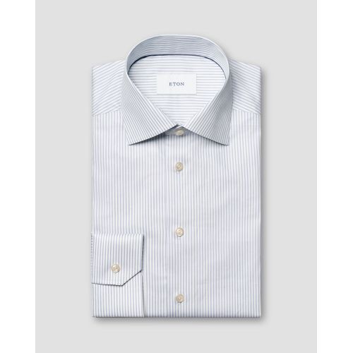 Eton Contemporary Fit - Light blue Stripe Fine Twill Shirt